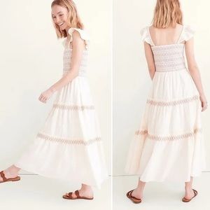 Madewell Lucie Smocked Tiered Midi Dress - Small NEW!